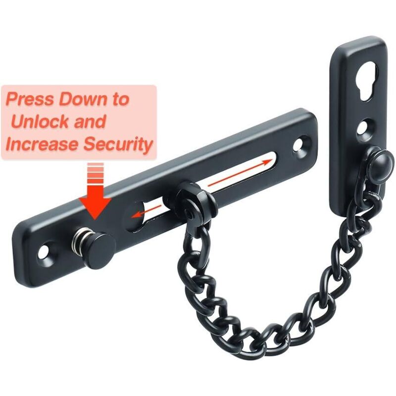 Security Door Chain Narrow Door Limiter Spring Loaded Anti-Theft Door Lock With Screws For Home Internal Door, - Image 4