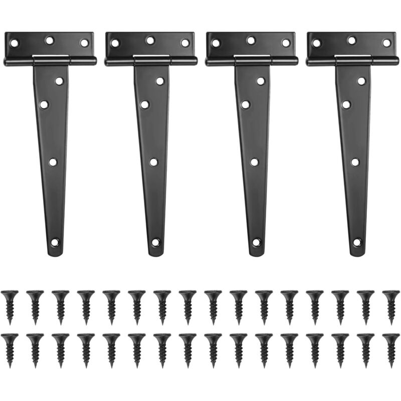 4 Pack Hinges, Black Barn Door Hinges, Door Hinges, Stainless Steel Flat Hinge For Gates, Closet - 6 Inch - Image 1