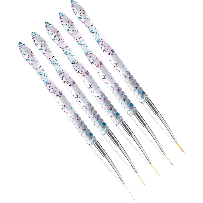 5 pcs 7/9/11/15/20Mm Nail Art Brush Set, Acrylic Crystal Liner Brush Nail Art Nylon Brush Head Nail Tools For Diy Design - Image 1
