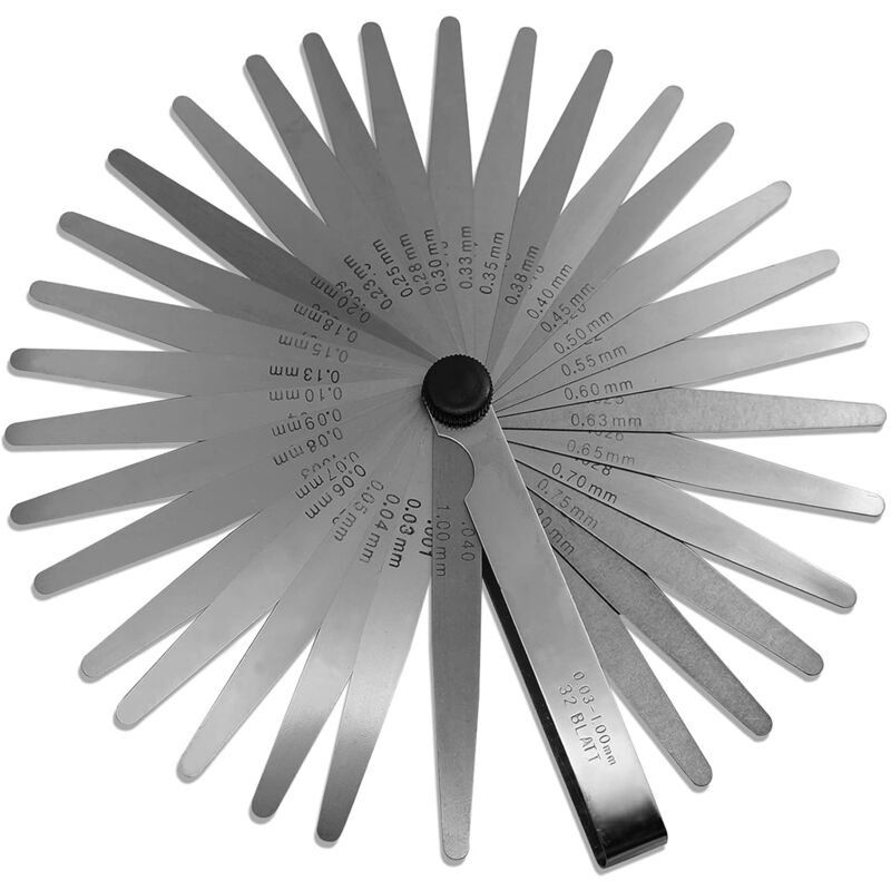 32 Blades Steel Feeler Gauge - Dual Marked Metric And Imperial Measuring Tool For Measuring Gap Width Or Thickness - Image 1