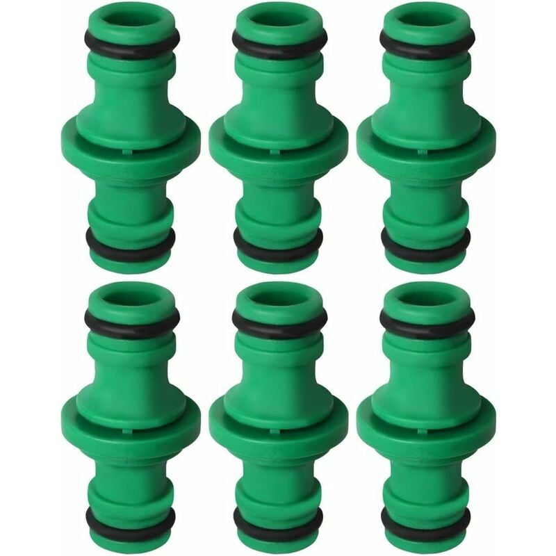 6 pcs Double Hose Connector, Double Male Hose Connector Plastic Pipe Fittings For Joining Garden Hose Tube (Green) - Image 1