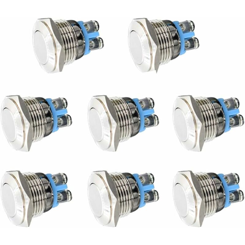 Momentary Metal Push Button Switch 12V 8 pcs 16Mm For Marine Waterproof Car Rv Truck Boat - Image 1