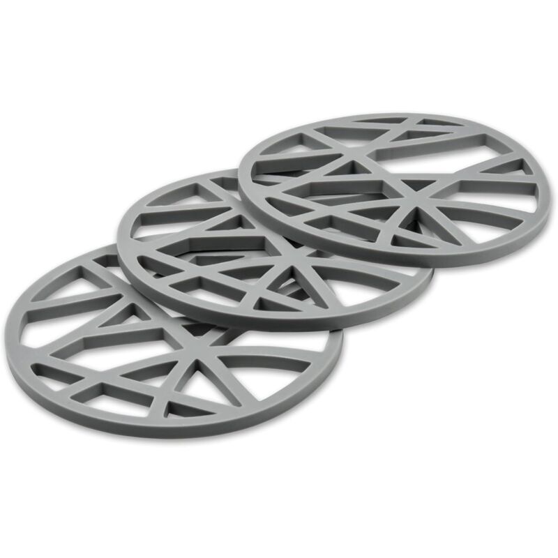 3 pcs Set ROund Silicone Trivets - Flexible And Non-Slip - 15.8 X 15.8 X 0.7Cm - Grey - Image 2