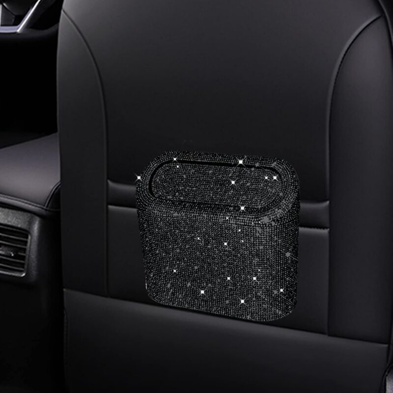 Car-Mounted Diamond-Encrusted Trash Can, Car Storage Bucket, Hanging Car Storage Bag, Creative Diamond-Encrusted Mini - Image 4