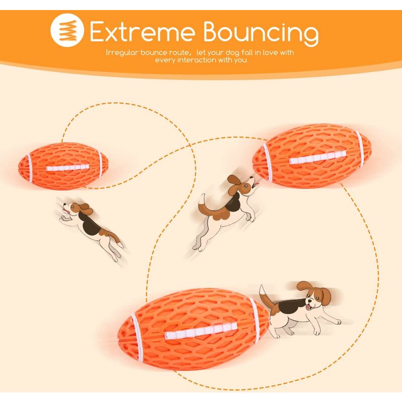 Dog Toy Ball, Squeaky Dog Ball, Indestructible Natural Rubber Rugby Dog Ball, Dog Chew Ball, Dog Toy With Dental - Image 2