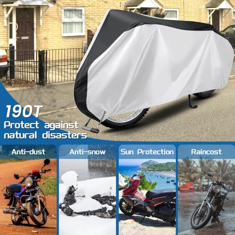Motorcycle Cover Outdoor, Bicycle Scooter Waterproof Polyester Cover Resistant To Bird Droppings, Water, - Image 4