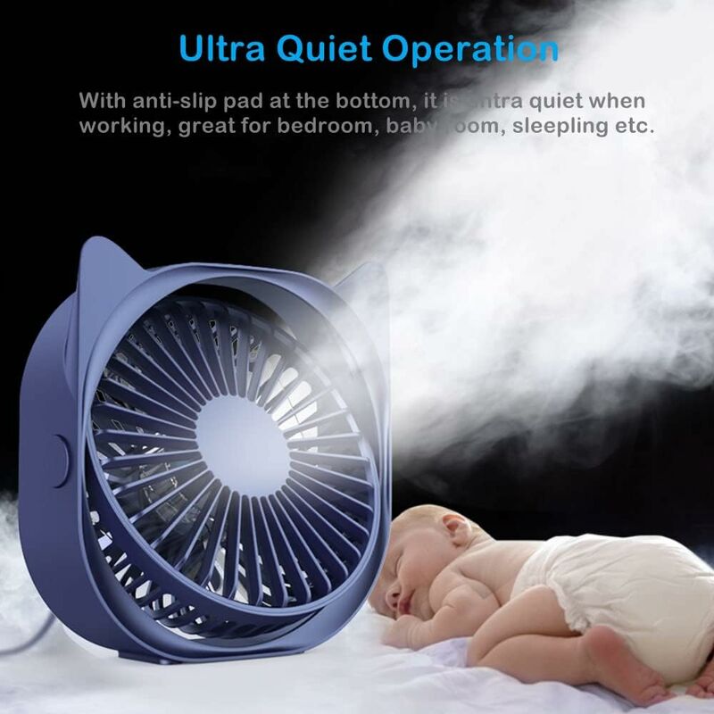 Personal Desk Fans Small Quiet, 3 Wind Speeds, Small Portable Table Fans Fast Cooling For Office, Dorm ROom (Blue) - Image 4