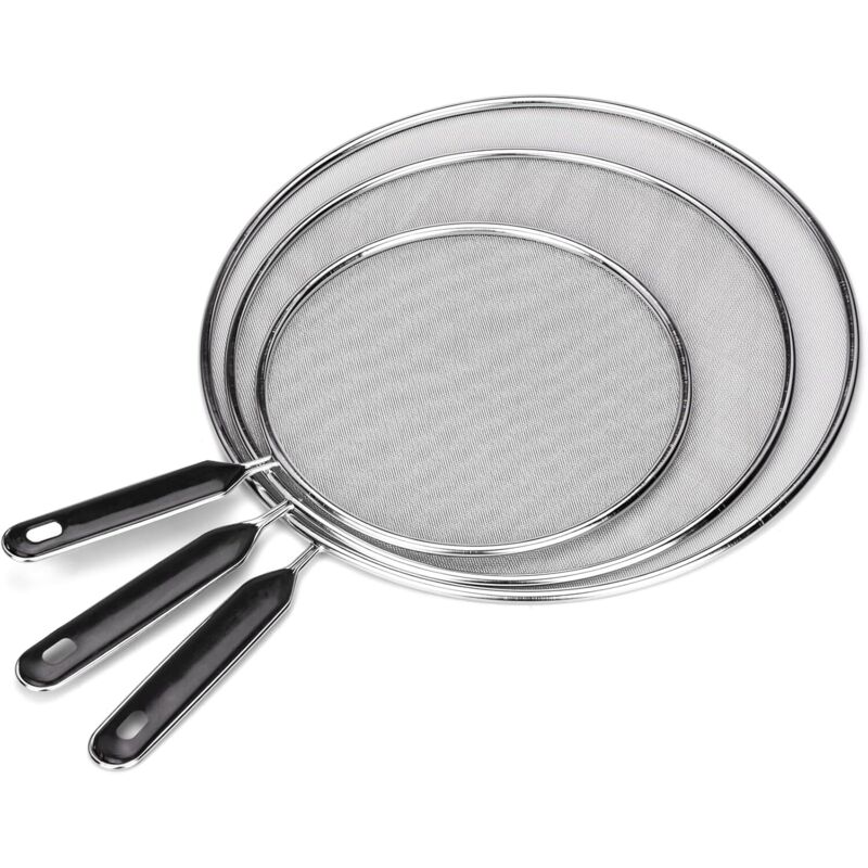 3 Pieces Splash Guard Stainless Steel Splash Cover With Handle Kitchen Splash Guard 25Cm 29Cm 33Cm - Image 1