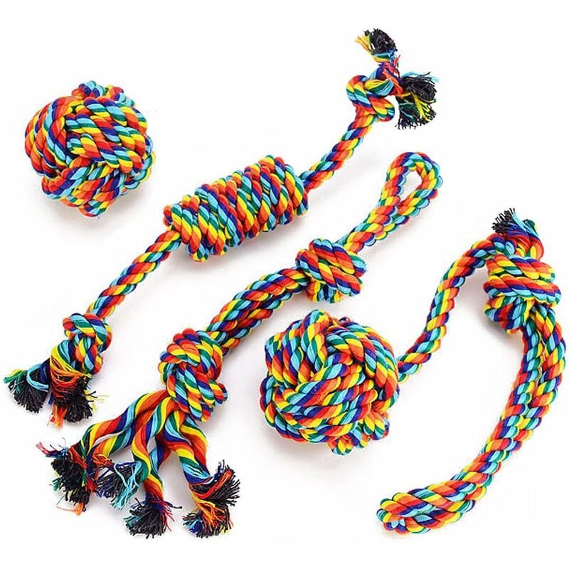 Dog Toys, ROpe Dog Toys, Chew Toys, Interactive Dog Toys, For Small/Medium Dogs (4 Pieces) - Image 1