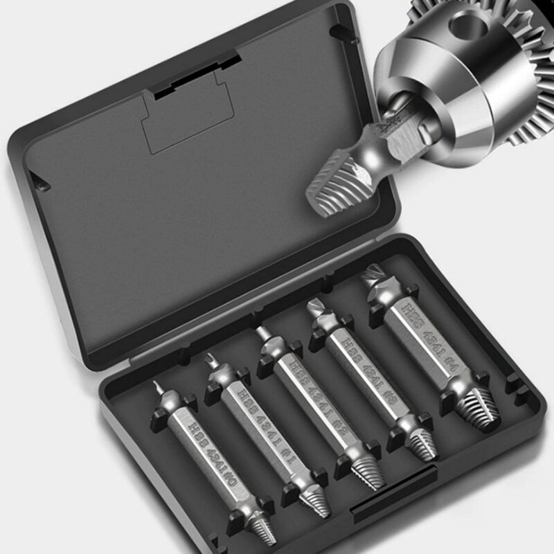 5 pcs Professional Screw Extractor Set, DAmaged Screw Extractor, High Speed Steel, For Defective Screws, Bolts And - Image 1