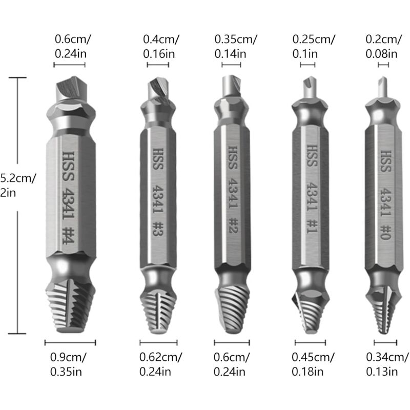 5 pcs Professional Screw Extractor Set, DAmaged Screw Extractor, High Speed Steel, For Defective Screws, Bolts And - Image 2