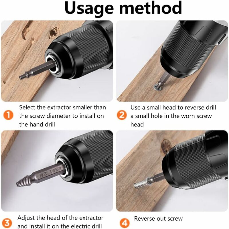 5 pcs Professional Screw Extractor Set, DAmaged Screw Extractor, High Speed Steel, For Defective Screws, Bolts And - Image 3