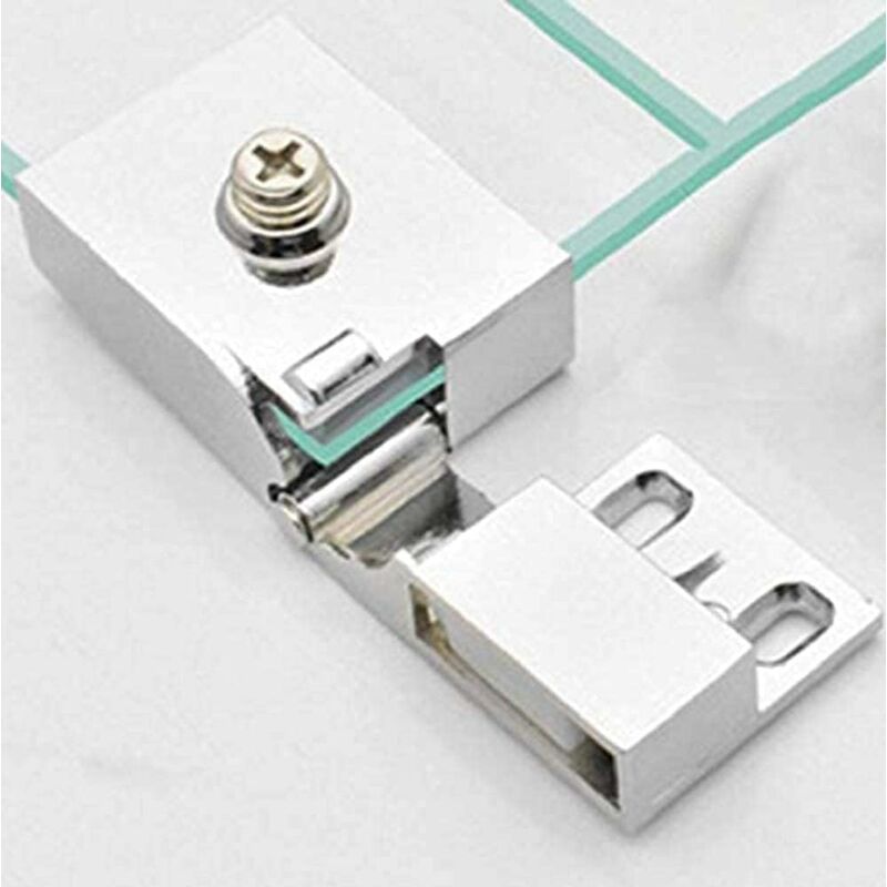 Pair / Frameless Glass Door Hinge Wine Cabinet Showcase Glass Door Hinge Side Mounted Embedded (Silver) - Image 1