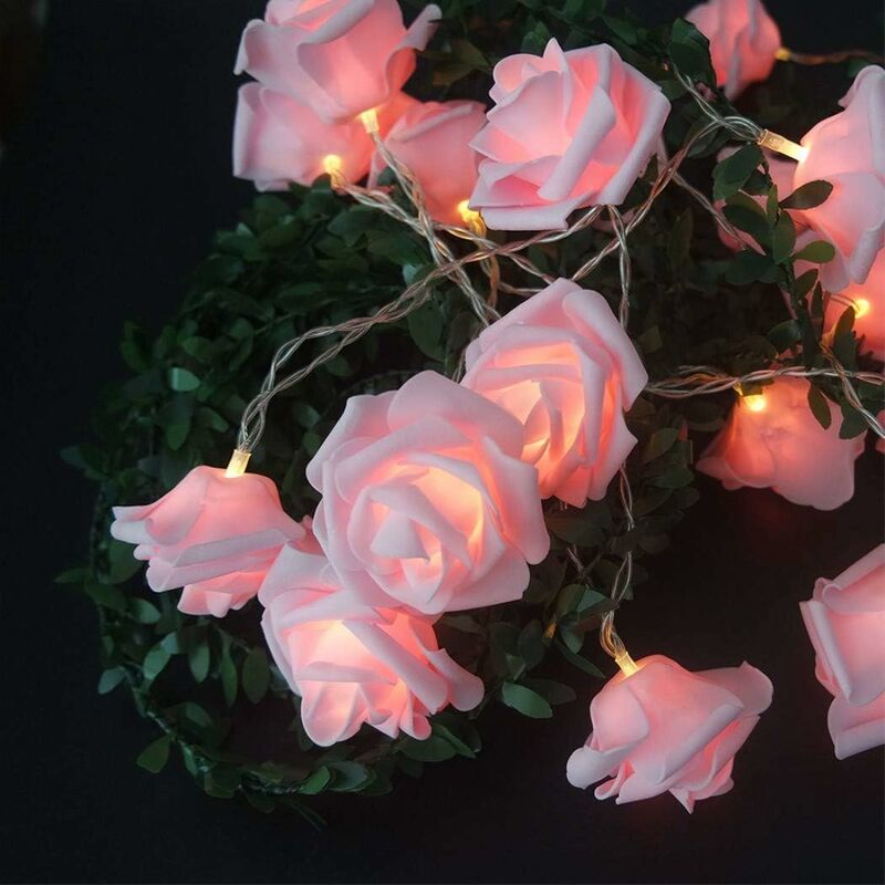 Battery Operated LED String Lights Pink Flowers Pattern Diameter 6Cm, Pe (Polyethylene)., Pink, 3M 20LED - Image 1