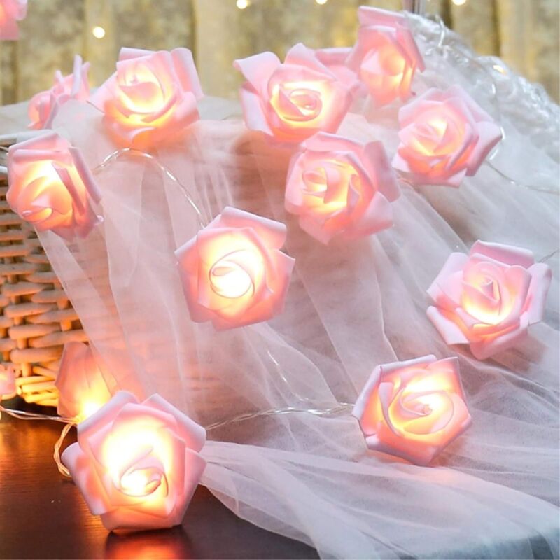 Battery Operated LED String Lights Pink Flowers Pattern Diameter 6Cm, Pe (Polyethylene)., Pink, 3M 20LED - Image 3