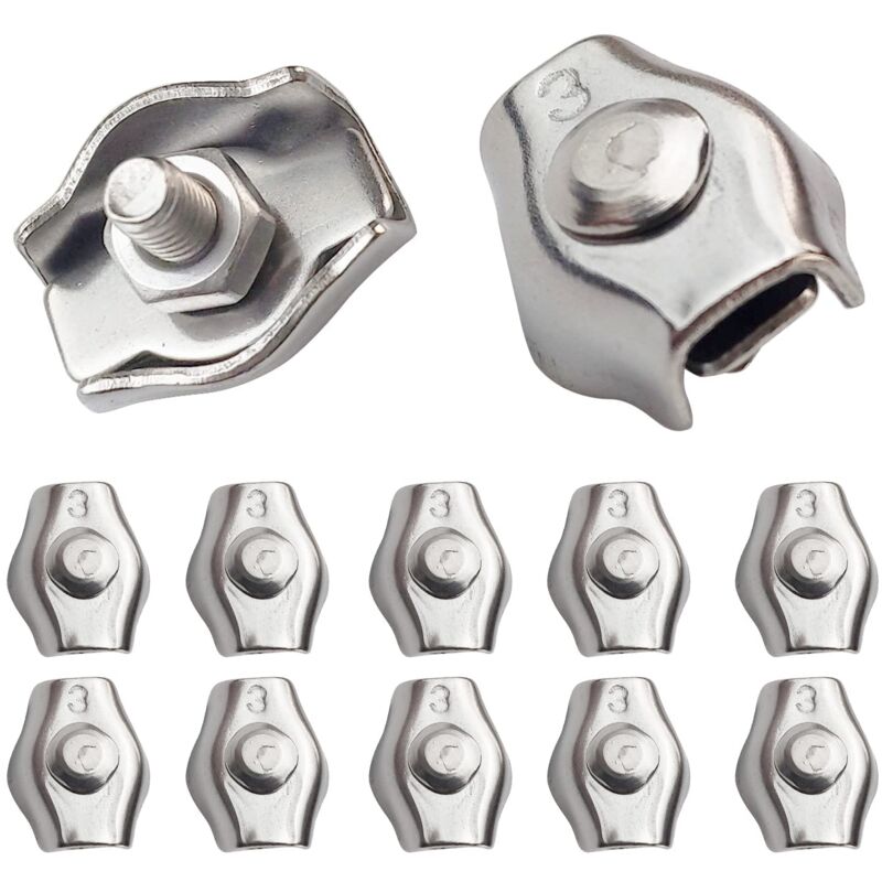 20 pcs Wire ROpe Clips Steel Cable Clamp M3 Wire ROpe Clips For 1.5Mm-3Mm Steel Cable Stainless Steel Cable Clamp For - Image 1