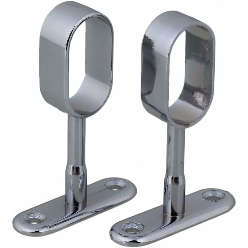 2 pcs 16Mm Silver Plated Zinc Alloy Oval Wardrobe Brackets - Image 1