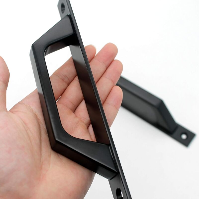 19.6Cm Wooden Handle Barn Door Pull Sliding Door Handle Carbon Steel (D Black) - Image 4