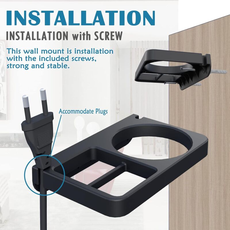 Hair Dryer & Hair Straightener Holders, Universal Wall Mount Organizer Accessories - Image 2