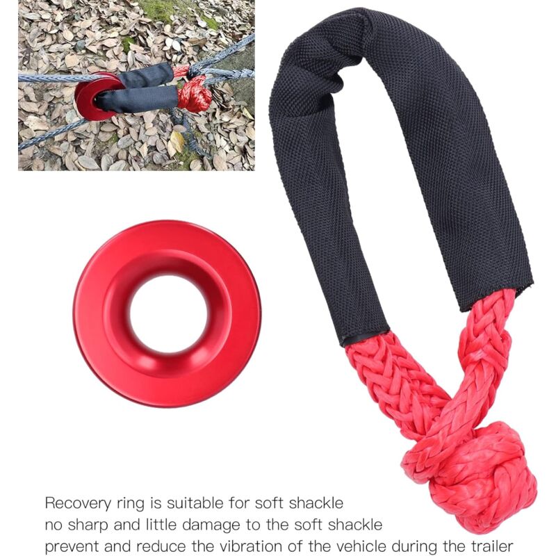 Recovery Ring Set, Safe Synthetic Soft Shackle ROpe High Strength Anti-Rust For Atv For Truck For Car(Red) - Image 3