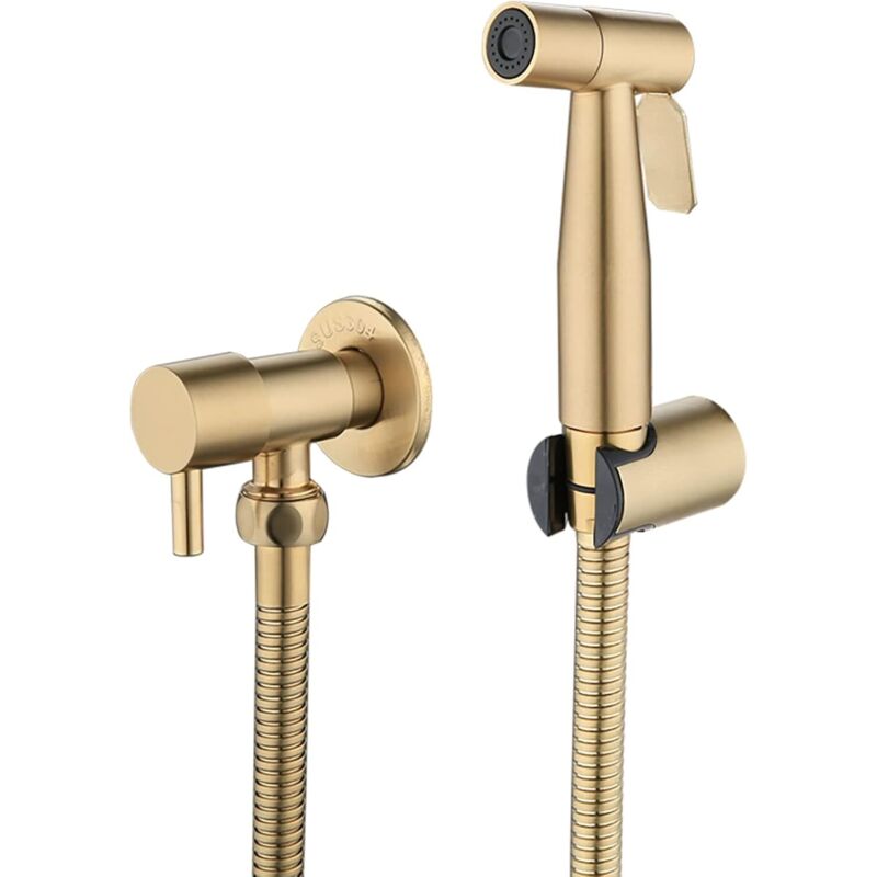 Stainless Steel Toilet Bidet Shattaf Faucet Sprayer, Bidet Sprayer Kit (Gold) - Image 1