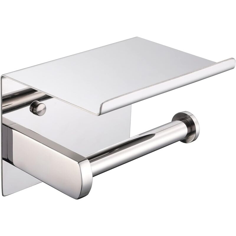 Toilet Paper Holder, Sus 304 Stainless Steel, Polished Chrome, Modern Toilet Paper Holder With Phone Shelf, Bathroom - Image 1