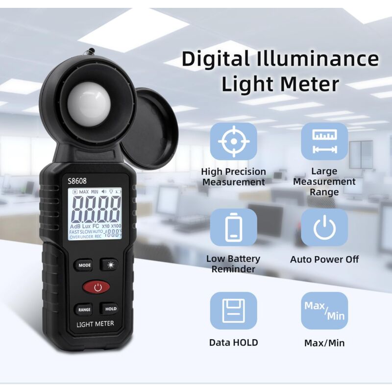 Digital Lux Meter, Light Measurement With 0.1-200,000 Lux, Portable Digital Ambient Light Meter Range Up To 200,000 Lux - Image 2