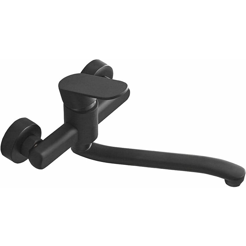 Single Handle Kitchen Faucet Wall Mounted High Quality Brass Body Black Projection 200Mm（G1/2） - Image 1