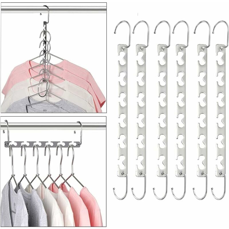 Space Saving Hangers, Magic Metal Hangers Stainless Steel Non-Slip, Multifunctional Space Saving Hanger Organizer In - Image 1