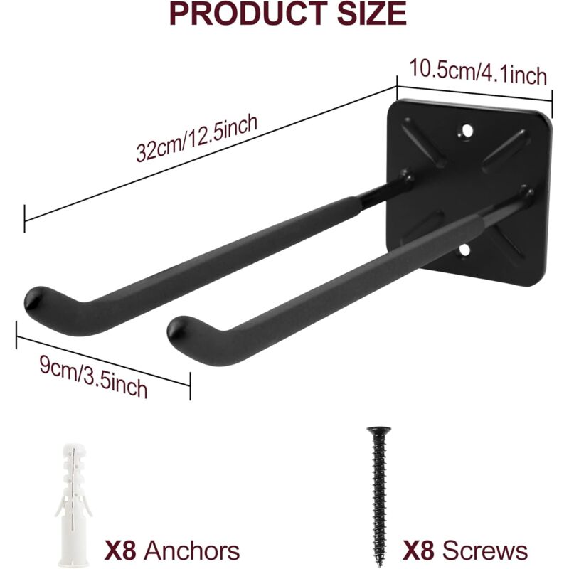 Garage Hooks, Wall Mounted Coat Rack, Shed Organizer, Heavy Duty Tool Organizer, Garage Storage Utility Hooks For (2 - Image 4