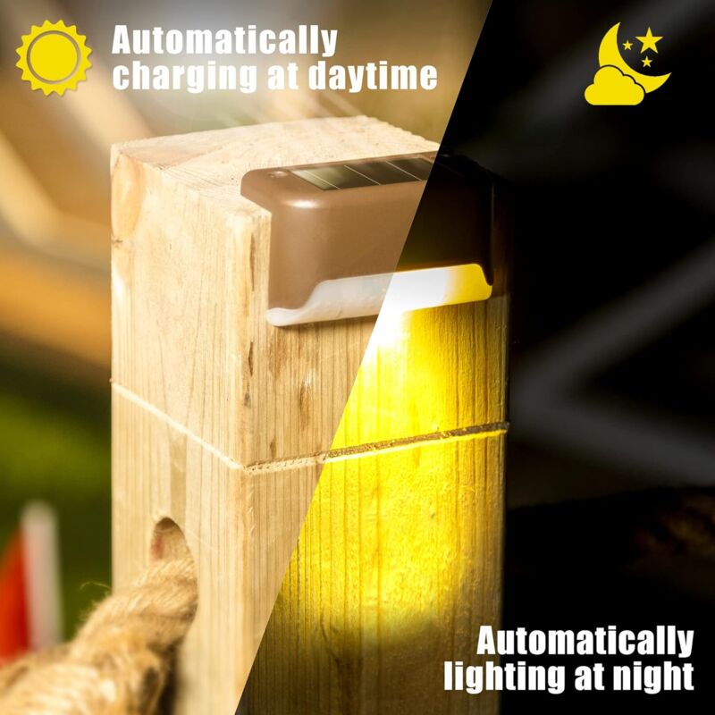 12 Pack Solar Lights Waterproof Solar Powered Lights For Deck, Stairs, Fence, Yard, Patio And Driveway (Warm White) - Image 2