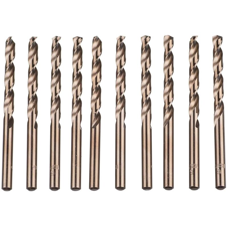 10 pcs M35 Hss Cobalt Gold Twist Drill Bits Metric High Speed Steel 6Mm X 93Mm For Drilling Stainless Steel And Metal - Image 1