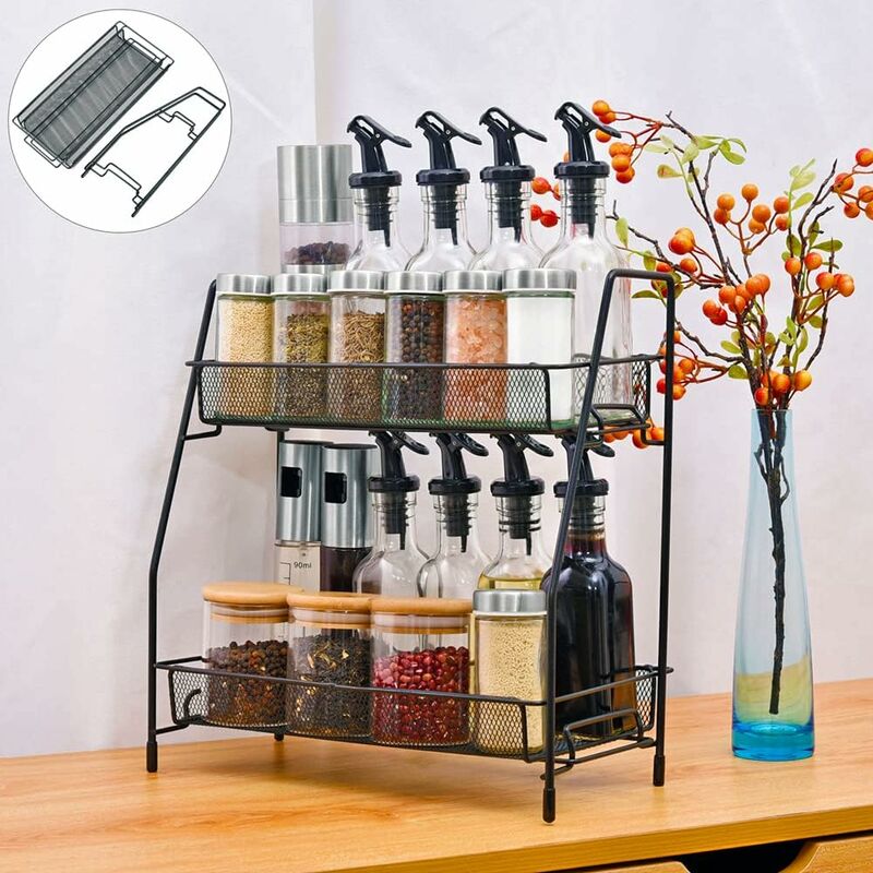 Spice Rack 2 Layer Metal Spice Rack Large Vertical Spice Rack - Image 1