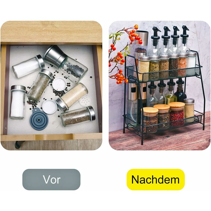 Spice Rack 2 Layer Metal Spice Rack Large Vertical Spice Rack - Image 2