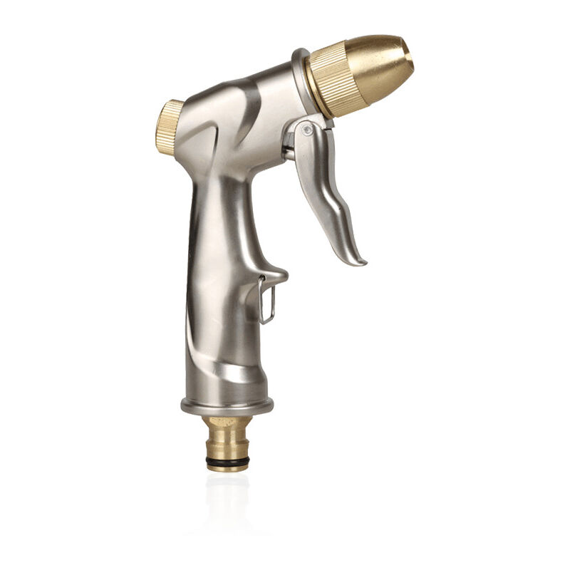 Garden Hose Spray Gun With Full Brass Nozzle, 100% Metal Heavy Duty Water Gun, High Pressure Spray Nozzle For Watering - Image 1