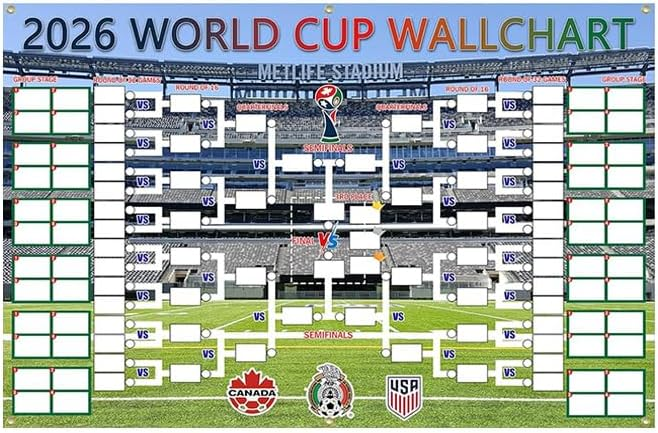 2-in-1 Polyester fabric 2026 Soccer World Cup Poster, 56 * 35 Inch Large Functional Schedule & 48-Team Showcase, Ideal Gifts for Soccer Fans (Style 01) - Image 1