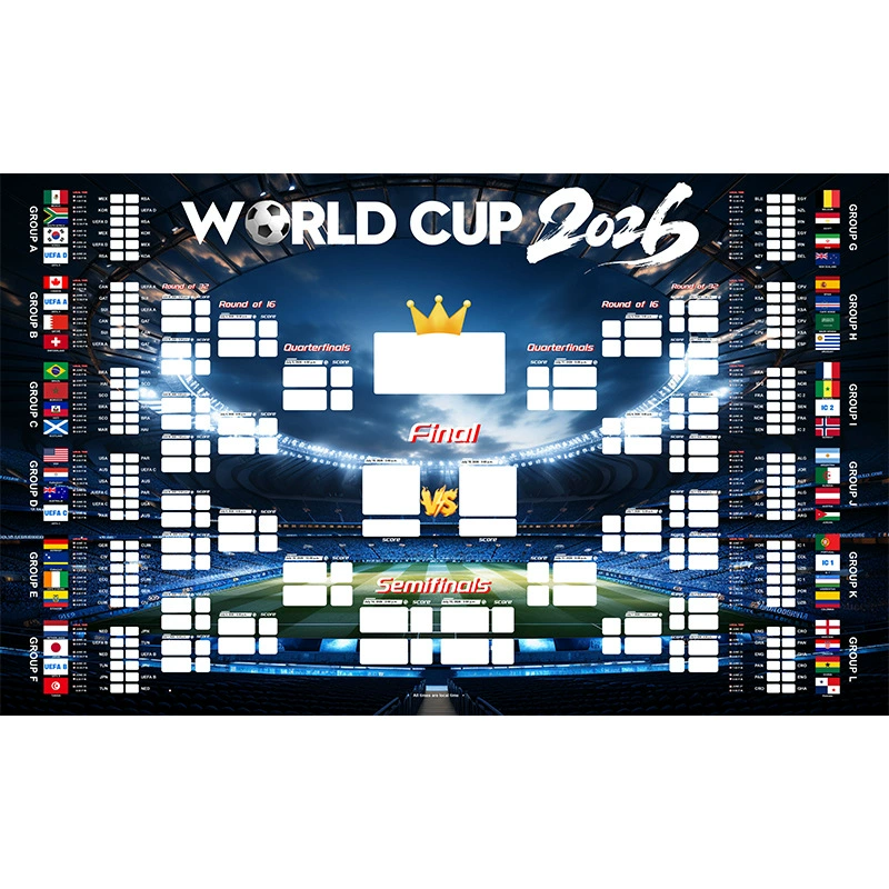 2026 World Cup Wall Chart Poster - 48 Team Tournament Schedule Tracker on Premium Waterproof Oxford Fabric (31.5