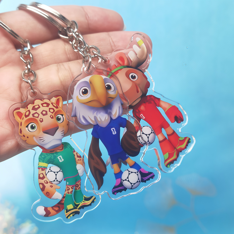 2026 FIFA World Cup USA Canada Mexico Mascots Acrylic Keychain Set of 3 - Clutch, Maple, Zayu - Image 1