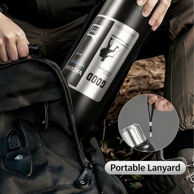 Antibacterial 316 Stainless Steel Vacuum Flask 600ml | Tea Infuser & Insulated Bottle for Hot/Cold Drinks (Black) - Image 4