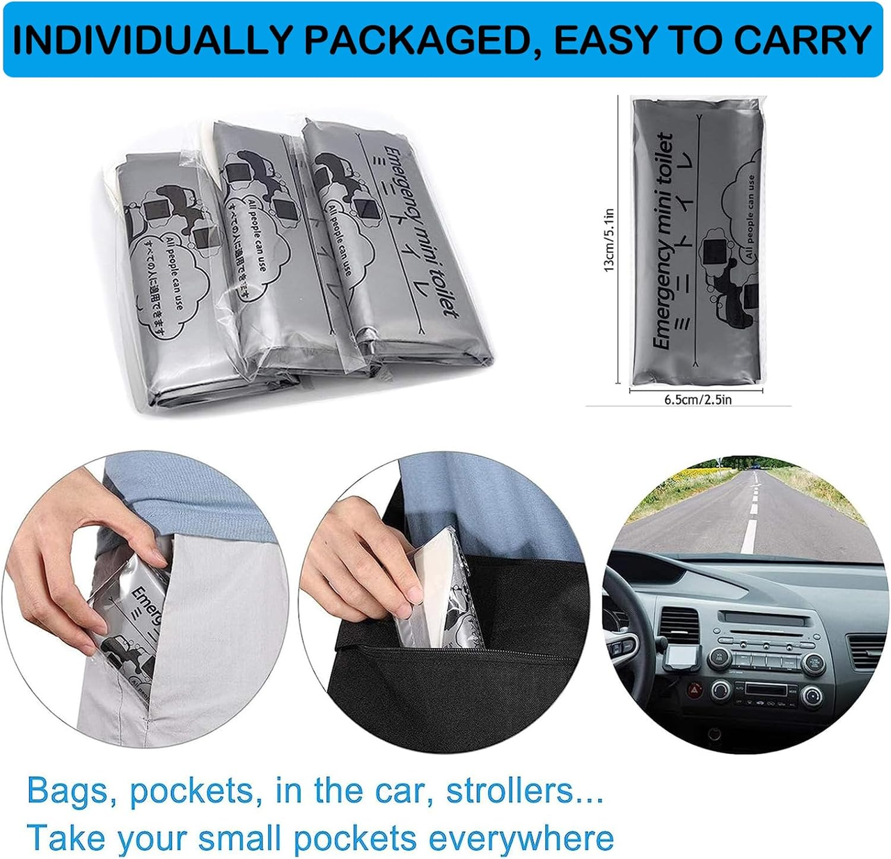 Disposable Emergency Urinal Bag, 8/12/20 Pack Portable Camping Pee Bags, Travel Pee Bags, Traffic Jam Emergency Portable Urine Bag, Vomit Bags, for Men Women Kids Children Patient - Image 5