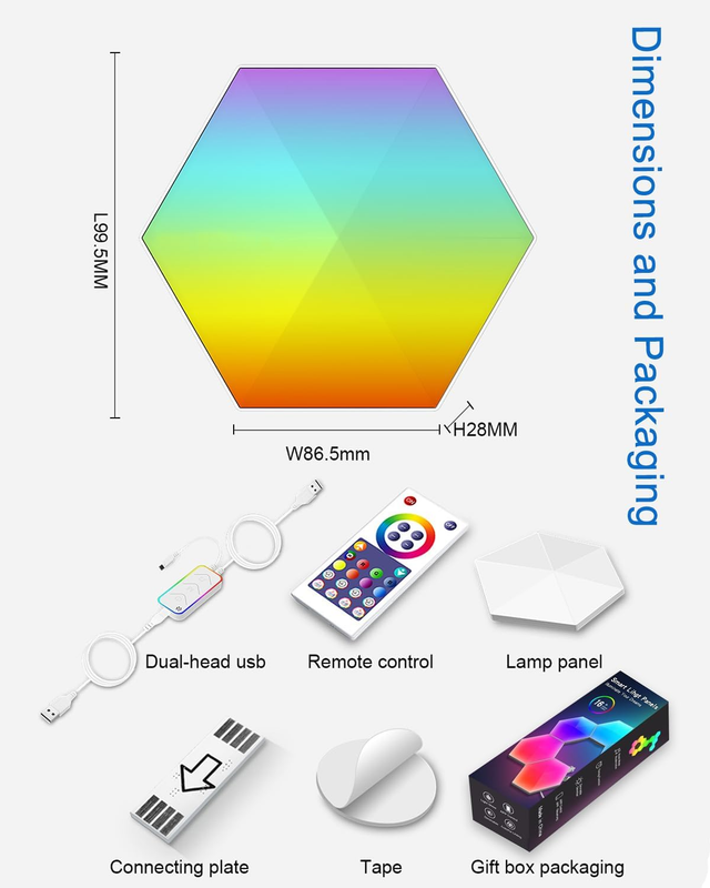 8 Pack Hexagon LED Wall Lights, Smart RGB Honeycomb Lights with APP & Voice Control, Music Sync Modular LED Panels for Gaming Room, Bedroom & Home Theater Decor - Image 4