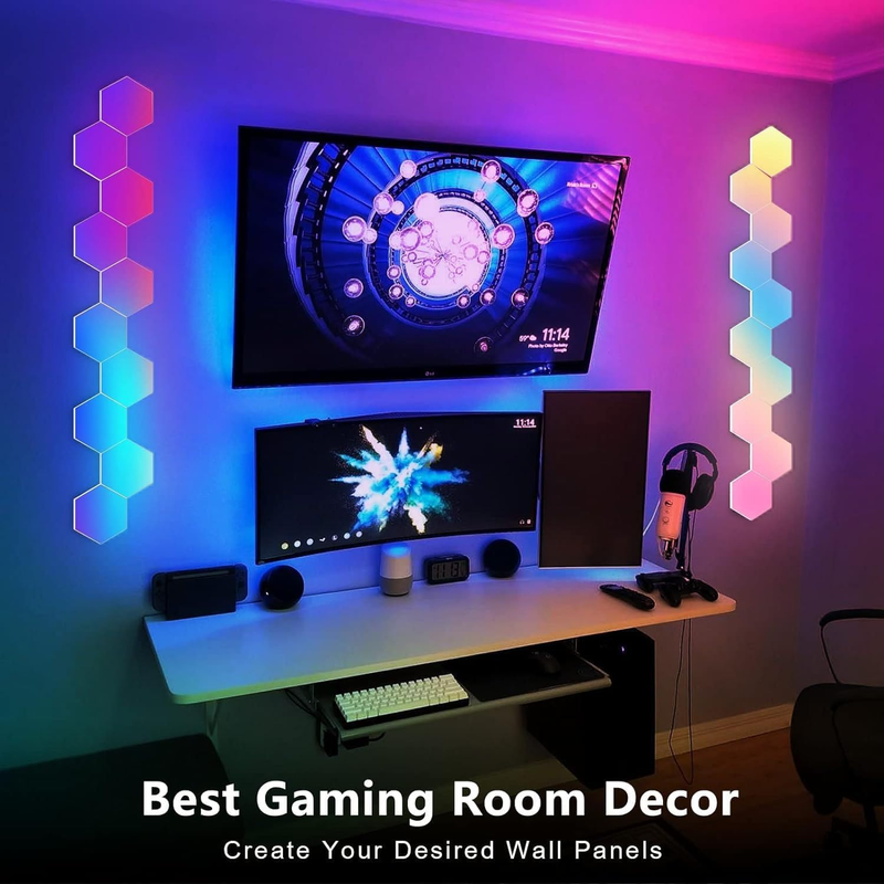 8 Pack Hexagon LED Wall Lights, Smart RGB Honeycomb Lights with APP & Voice Control, Music Sync Modular LED Panels for Gaming Room, Bedroom & Home Theater Decor - Image 5