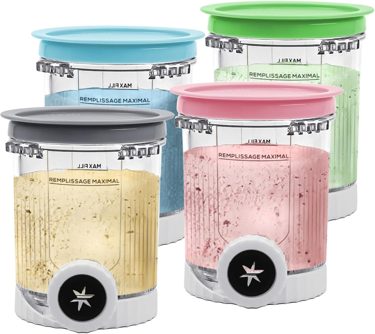 Pints and Lids Replacement Compatible with Ninja Swirl by Creami NC700 Series Ice Cream Makers, 16oz Cup Containers Replacement for Creami Swirl NC701 NC701Q CN701CO, 4-Pack, BPA Free, Clear - Image 1