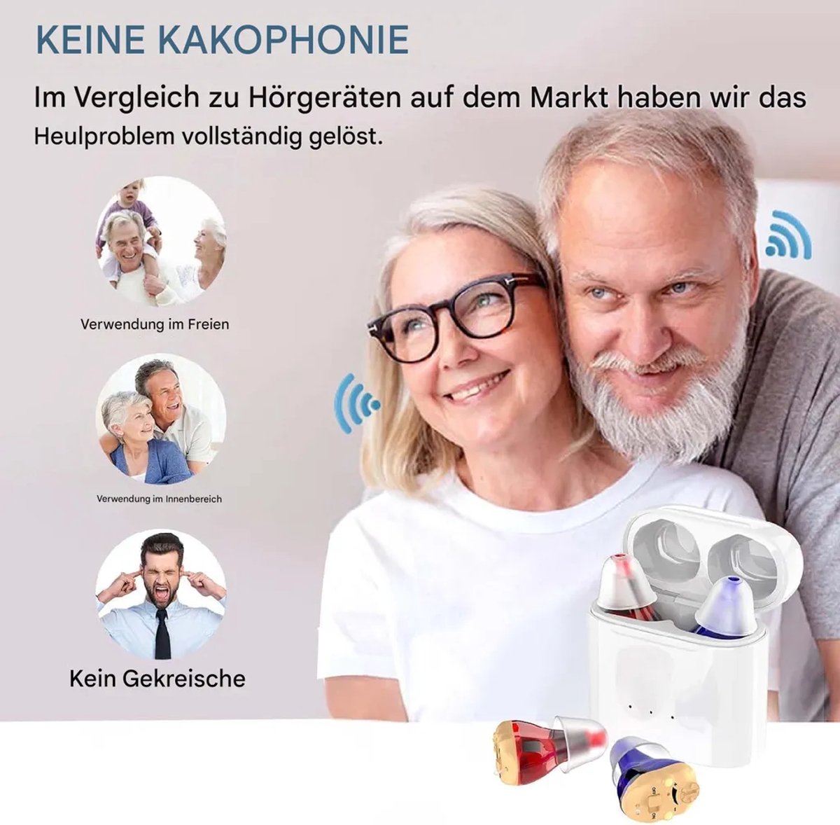 Hearing aids, wireless charging hearing aids, hearing aids with magnetic charging case, dual-channel digital in-ear hearing aids with noise reduction. - Image 3