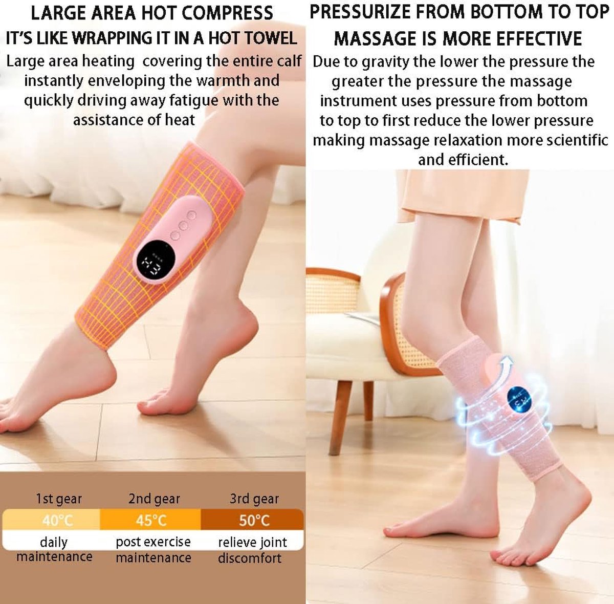 Leg massager - Calf massager - Leg massager for blood circulation -  Cordless massage - Air compression - Relieves leg pain - Adjustable intensity (grey) - Image 4