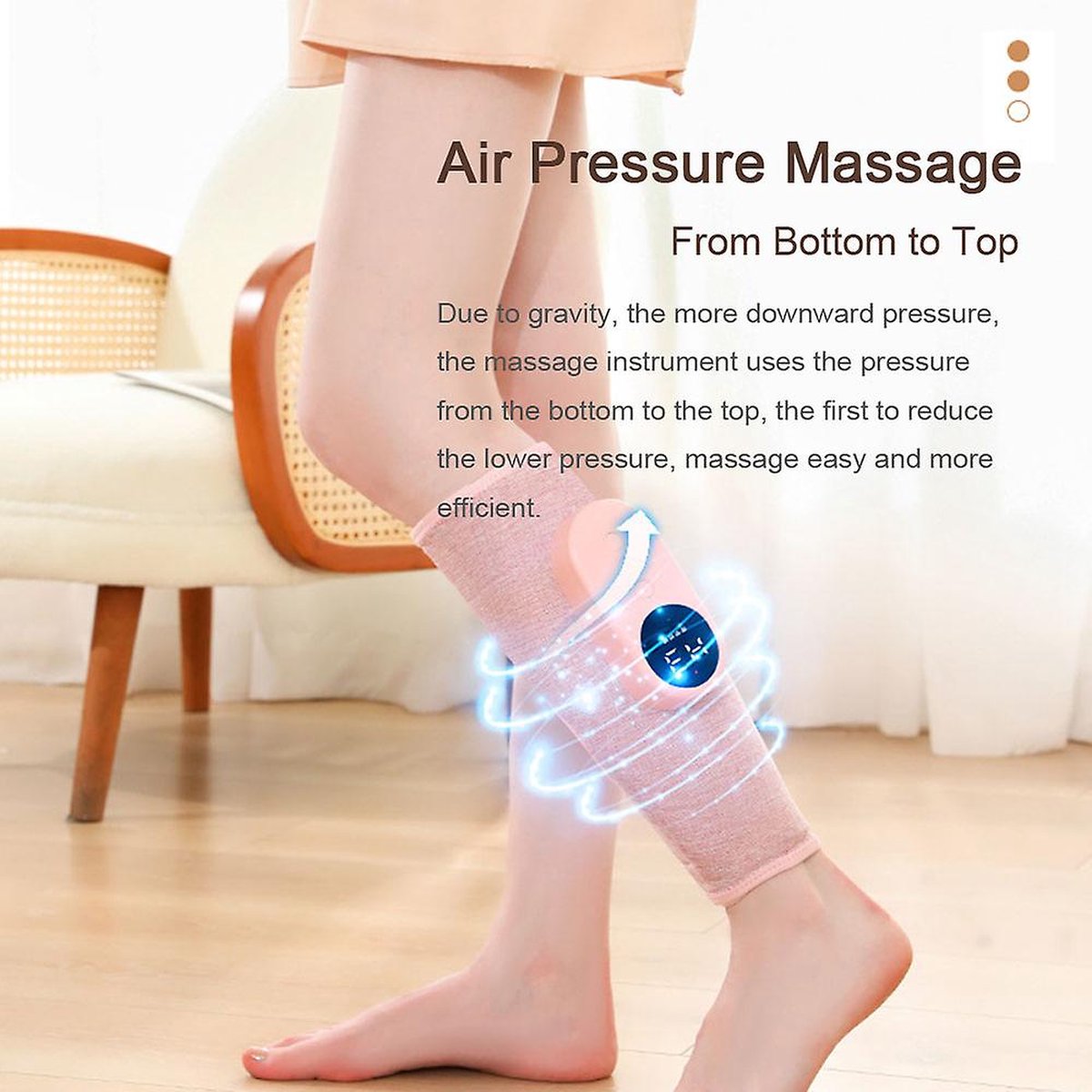 Leg massager - Calf massager - Leg massager for blood circulation -  Cordless massage - Air compression - Relieves leg pain - Adjustable intensity (pink) - Image 5