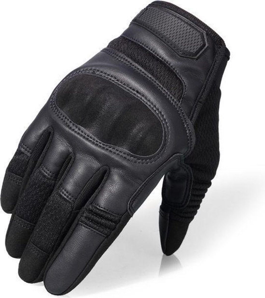 Breathable motorcycle gloves - Black - PU leather - Motorcycling gloves - Size XL - Touchscreen compatible - Protective - Image 1