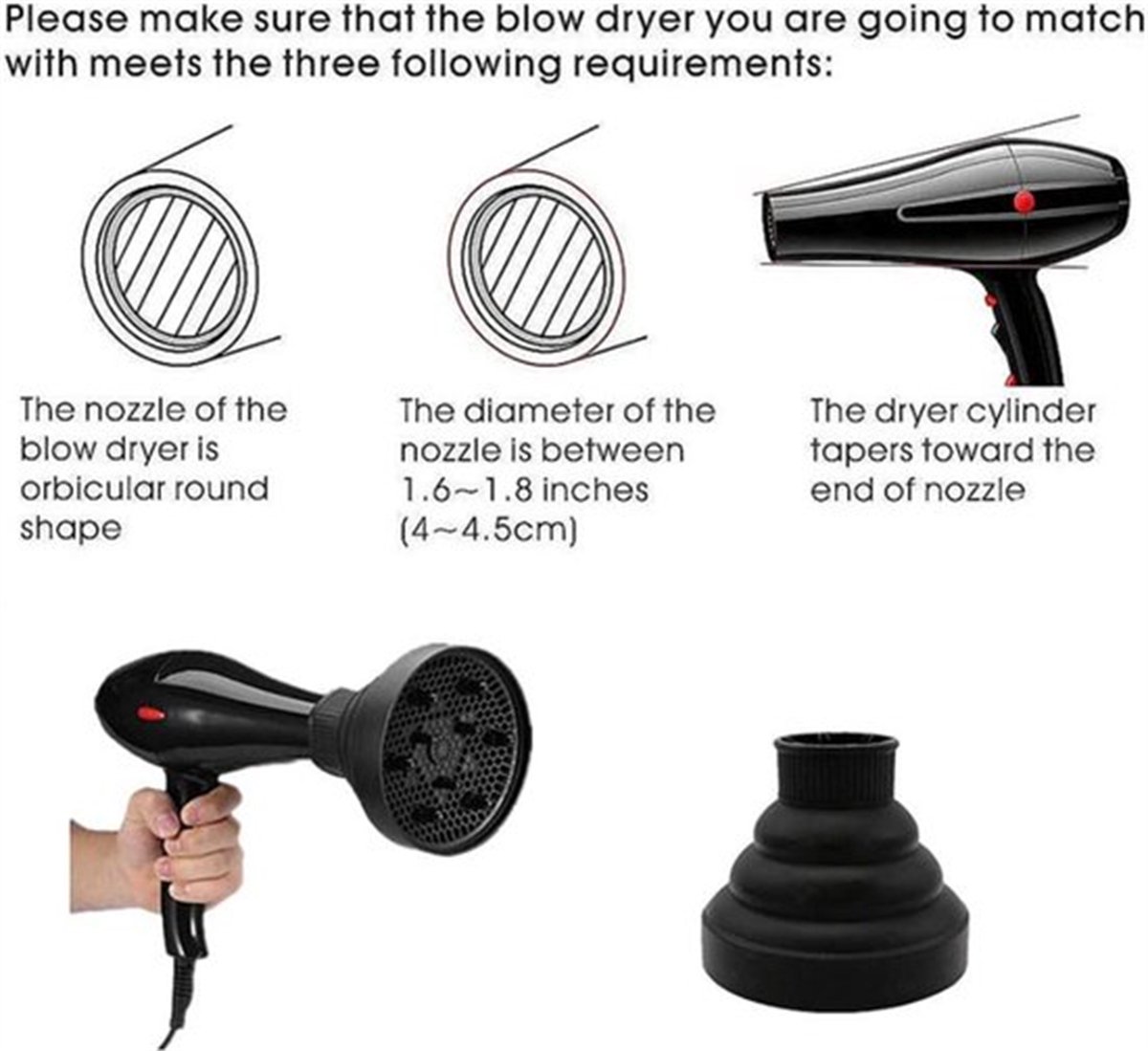 Universal Hair Dryer Diffuser Nozzle - Universal Silicone for Curls, Universal for Brushes - Image 7