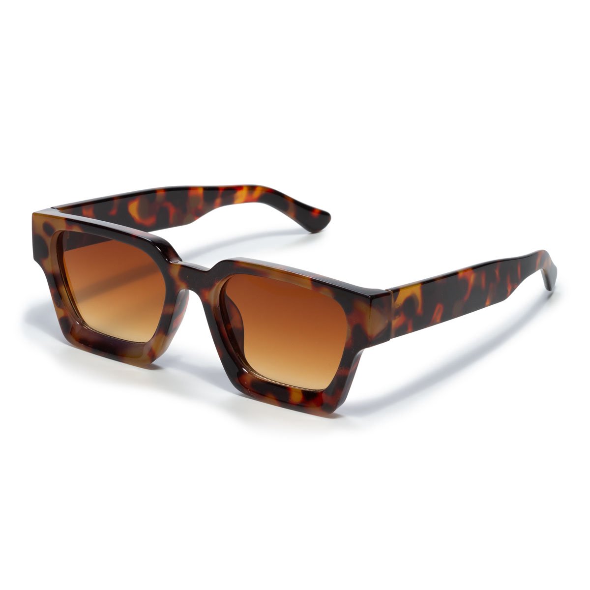 Square sunglasses - Women's sunglasses - Festival sunglasses - Rave sunglasses - Glasses - Thick frame - Leopard print with brown lenses - Image 1
