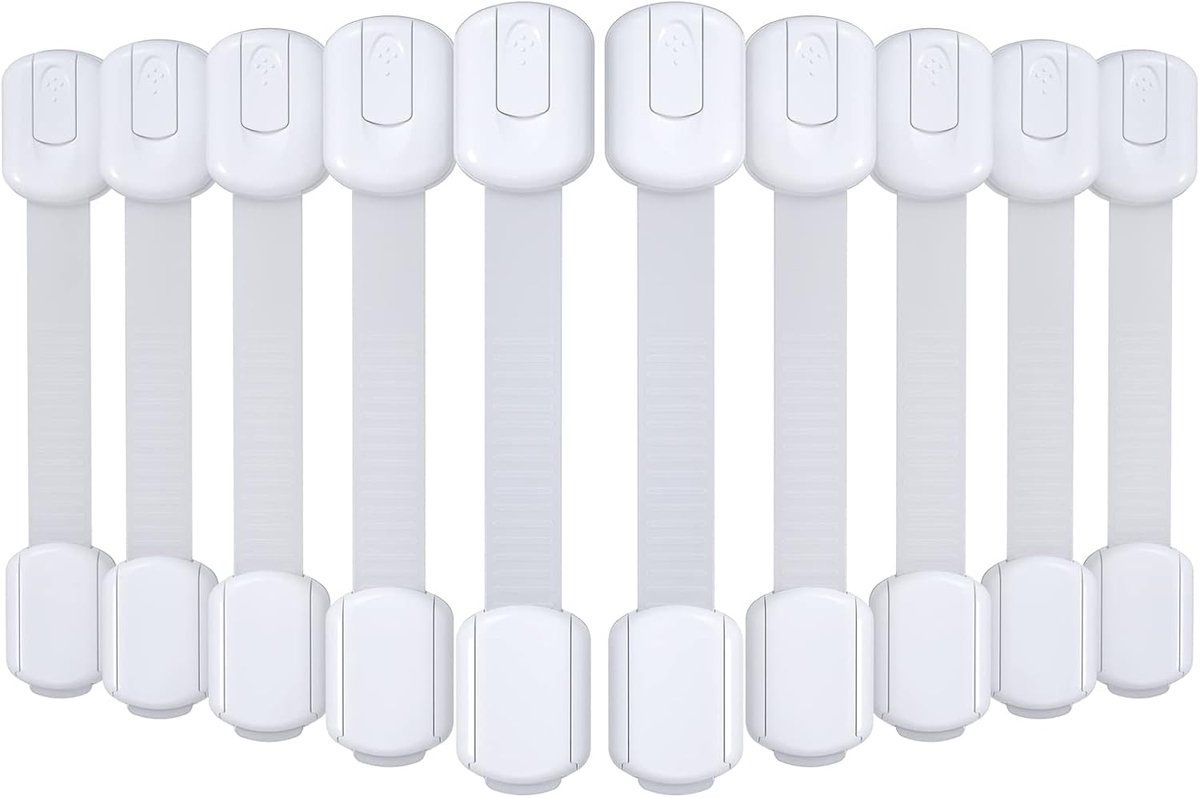 Mogi Products - Child Locks - 10 Pieces - For Cabinets and Drawers - Cabinet Safety - Safety Locks - Adhesive - Image 1